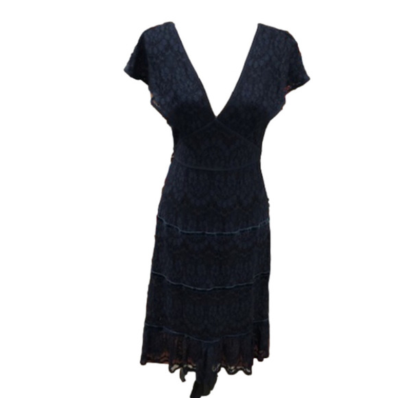 ANTHROPOLOGIE Foxiedox Clarinda Navy Lace Dress, Size Medium - Picture 2 of 16
